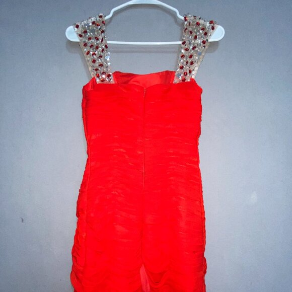 Dressale Red Chiffon Beaded Strap Formal Dress Prom Evening Gown SMALL - Picture 8 of 13